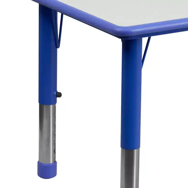 Emma and Oliver rechthoekige kunststof activiteitentafelset van 23,625W x 47,25L met verstelbare hoogte en 6 stoelen