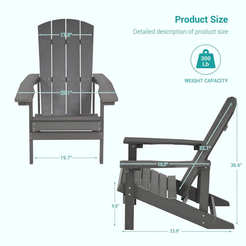Bonosuki Weather-resistant Wood Outdoor Adirondack Chairs-Set of 4