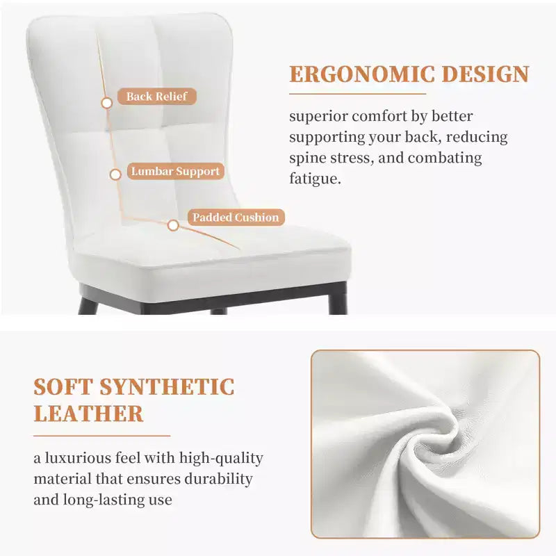 Bekrvio Dining Room Chairs Set of 6, Modern Upholstered Faux Leather Seat with High Back, Metal Legs, Armless Kitchen Chairs for Living Dinning Room