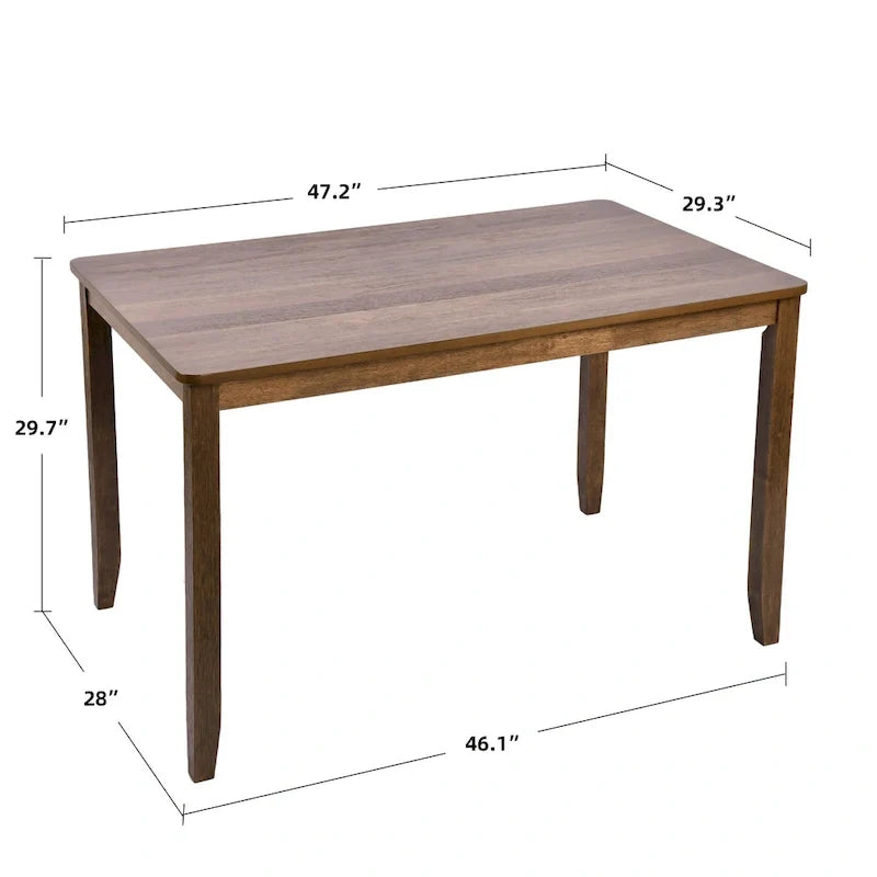 Juego de comedor de 5 piezas de madera maciza de 47 L (1 mesa + 4 sillas con respaldo de listones)