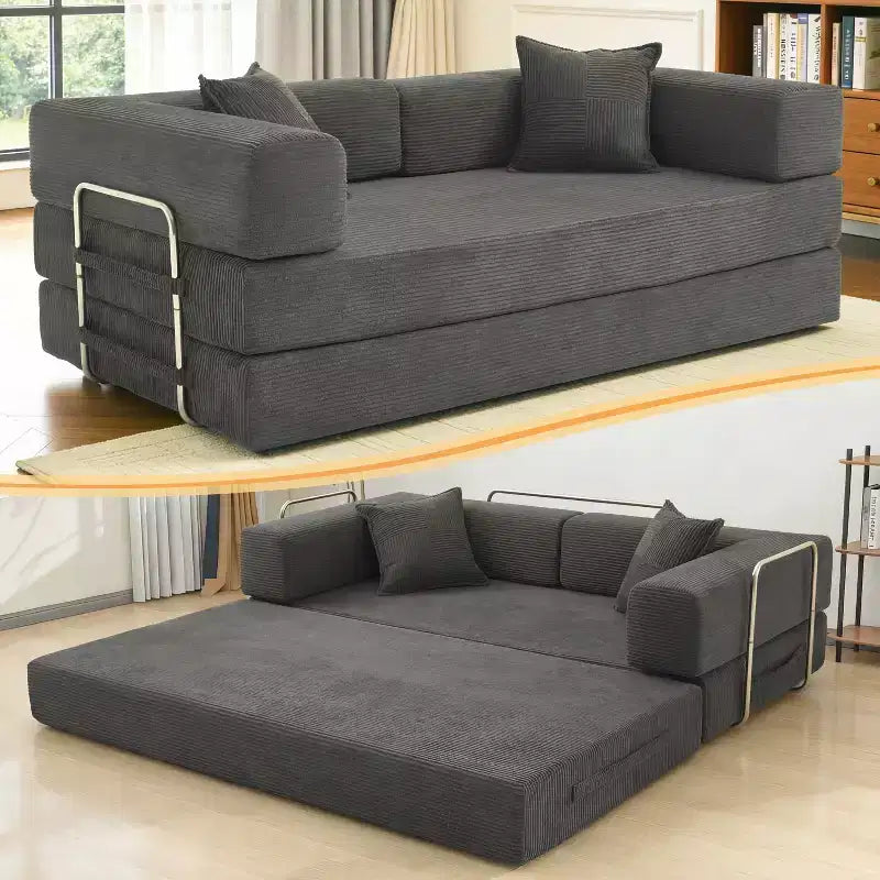 Dyonery 78 klappbares Schlafsofa, Cordbezug, Schlafcouch in King-Size-Größe für den Boden, 4-in-1-DIY-Kombination, modulares Sofa zum Ausklappen, bequem