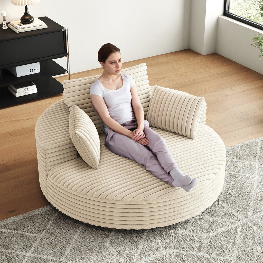 Einzelner Drehstuhl aus Cord-Chenille-Schaumstoff