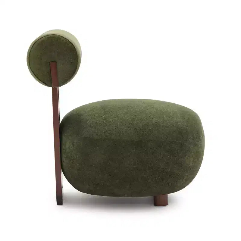 Christopher Knight Home Chariya moderner skulpturaler Akzentstuhl aus Gummibaumholz mit Samtpolsterung und zylindrischer Rückenlehne