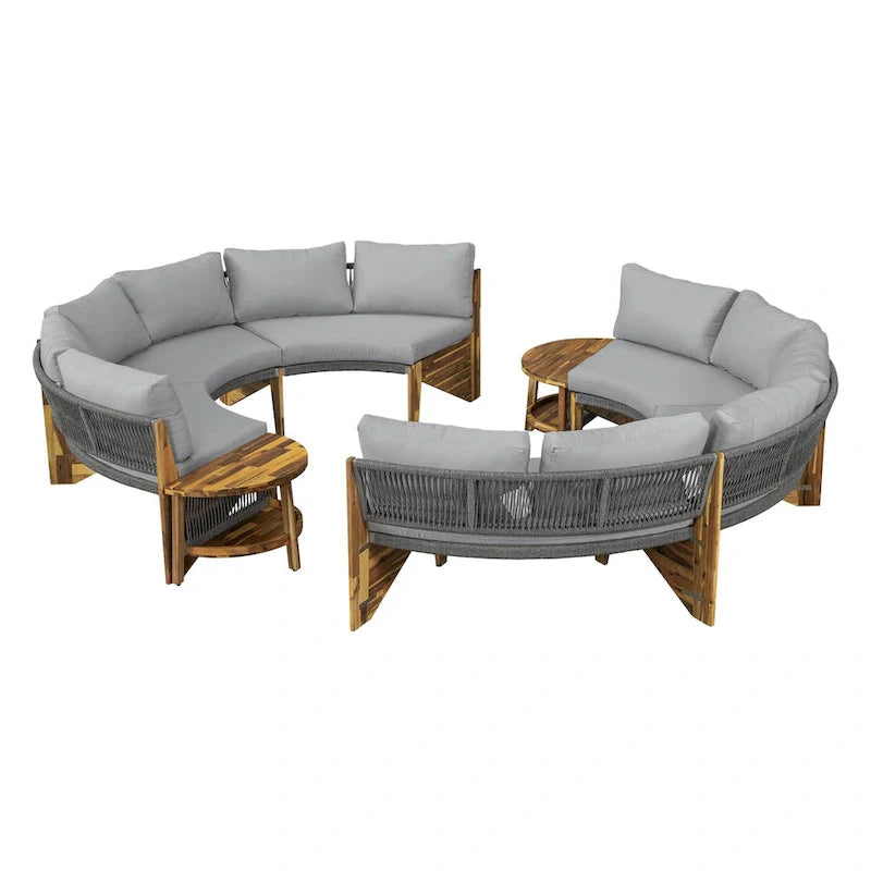 Ensemble de salon extérieur pour 6 personnes avec coussins et 1 table basse