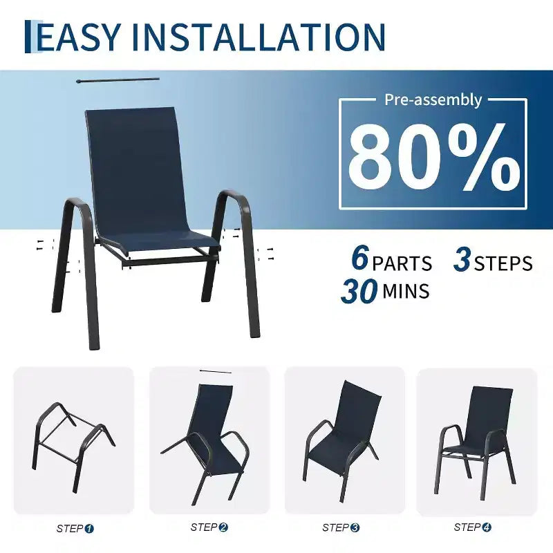 Patio Chairs,Outdoor Stackable Dining Chairs Set of 4/6 All Weather Lightweight Textilene Outdoor Chair Sets with Armrests for Backyard,Pool Deck