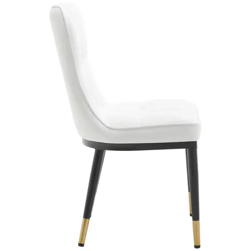 Bekrvio Dining Room Chairs Set of 6, Modern Upholstered Faux Leather Seat with High Back, Metal Legs, Armless Kitchen Chairs for Living Dinning Room