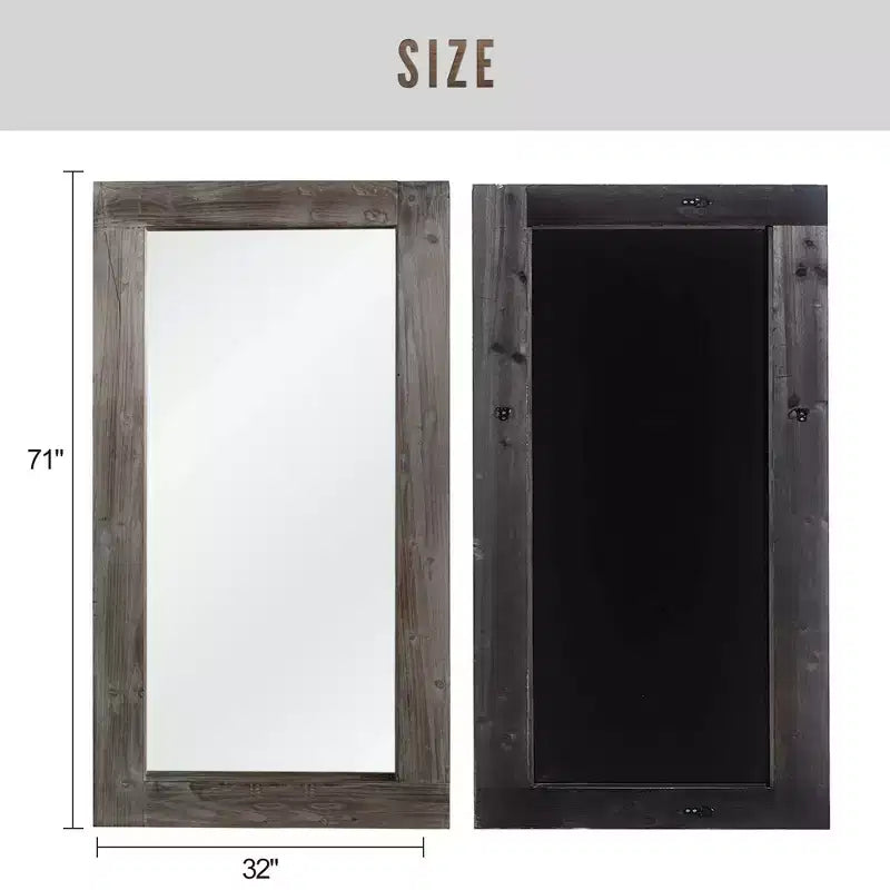 71x31 inch Solid Wood Right Angled Rectangular Used Brown Full-length Mirror (without Bracket)