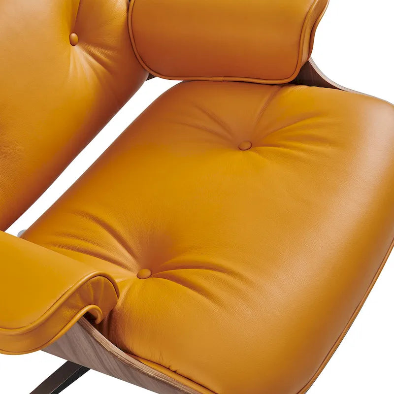 Fauteuil inclinable de salon moderne en cuir, style milieu du siècle