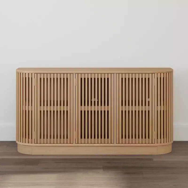 Buffet en bois massif Plank+Beam Contour avec 3 portes, meuble TV de 59 po pour salon