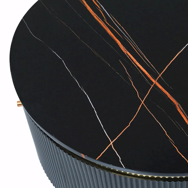 31.5 Modern Round Coffee Table with Large Drawer Storage
