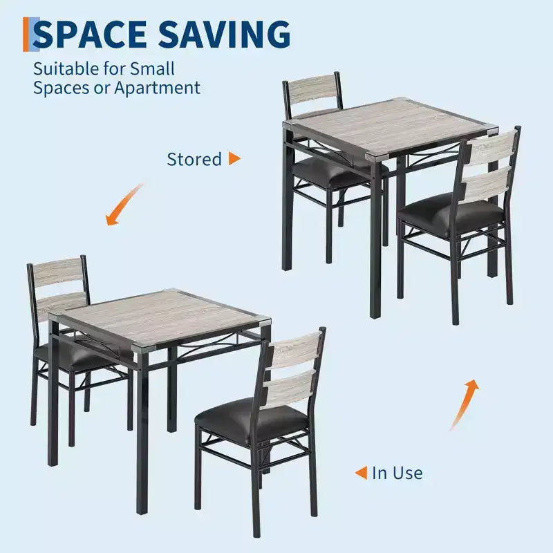 Eettafelset voor 4 personen met 4 gestoffeerde stoelen, houten keukeneettafelset van 5 delen met hoekbescherming voor keuken, appartement en kleine ruimtes
