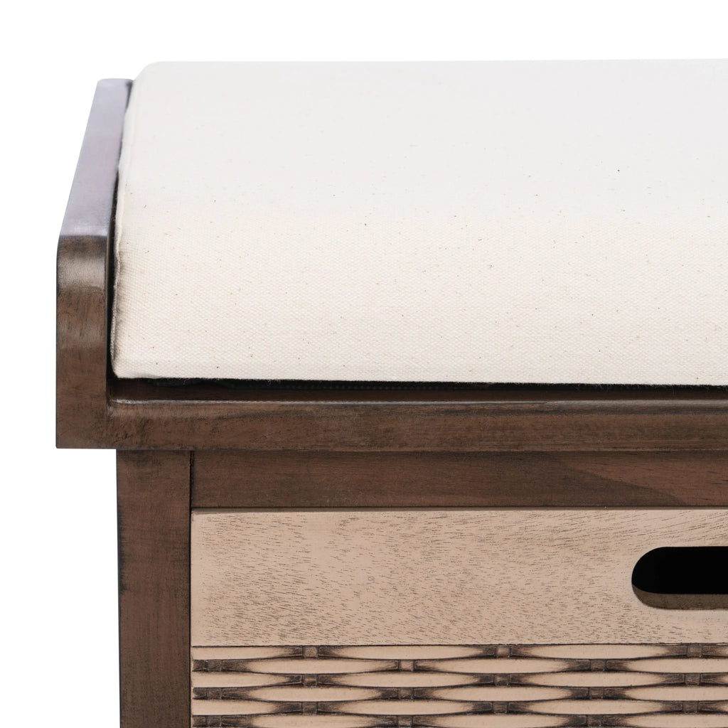 Banco de almacenamiento SAFAVIEH Fiorello con 3 cajones y cojín - 47.3 W x 15 L x 19 H - 47Wx15Dx19H