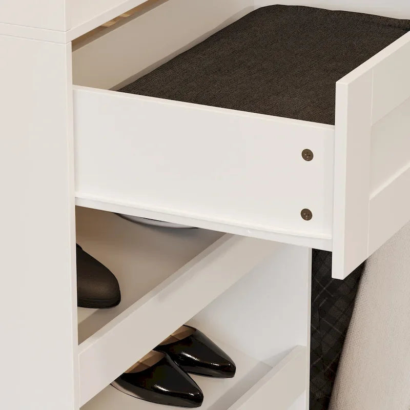 Penderie d'angle avec 2 tringles, porte-pantalons et organisateur de rangement pour chaussures