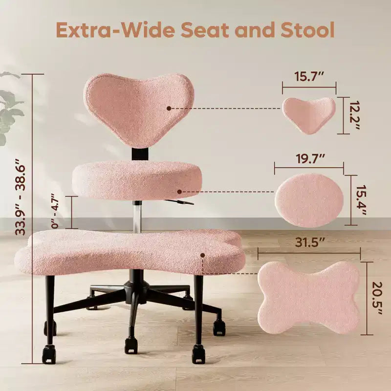 Sedia da ufficio ergonomica Pinmoco Criss Cross, sedia da meditazione regolabile in altezza, girevole a 360°, supporto lombare, sedia da lavoro e da ufficio, sedia per ADHD