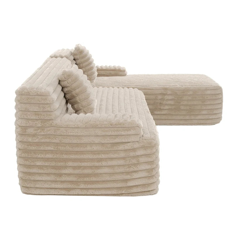 Divano componibile Cloud, divano moderno imbottito con 2 cuscini decorativi, divano componibile combinabile liberamente, divano componibile a L