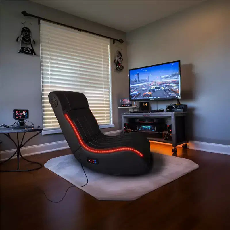Fauteuil de jeu pliable au sol GDFStudio Claudia avec Bluetooth et massage vibratoire
