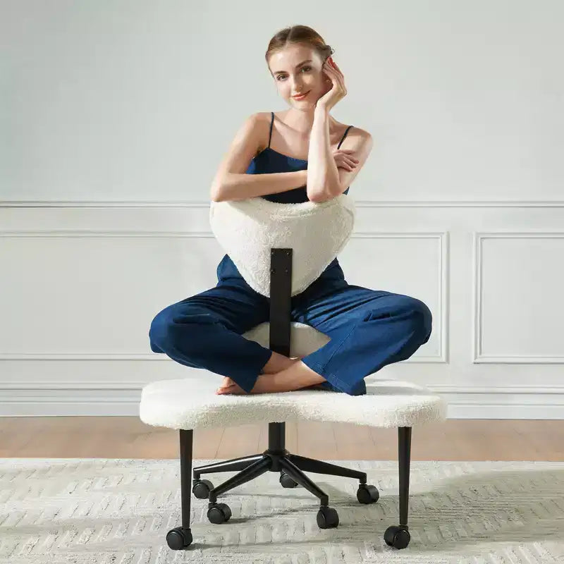 Sedia da ufficio ergonomica Pinmoco Criss Cross, sedia da meditazione regolabile in altezza, girevole a 360°, supporto lombare, sedia da lavoro e da ufficio, sedia per ADHD