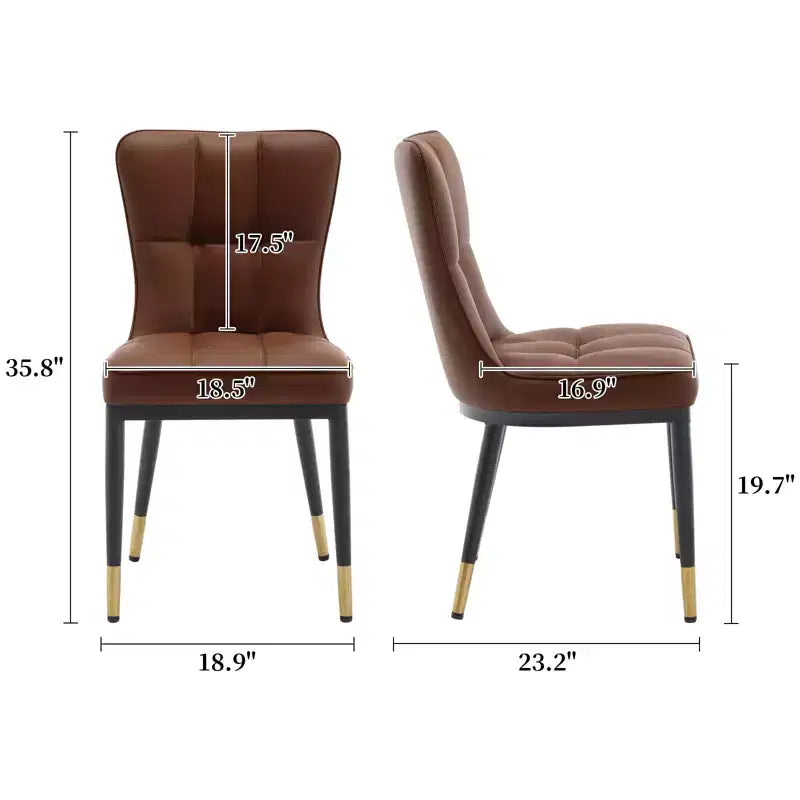 Bekrvio Dining Room Chairs Set of 6, Modern Upholstered Faux Leather Seat with High Back, Metal Legs, Armless Kitchen Chairs for Living Dinning Room