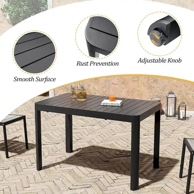 Outdoor 5/7-Piece Patio Aluminum Dining Set Stackable Chairs and Extendable Table