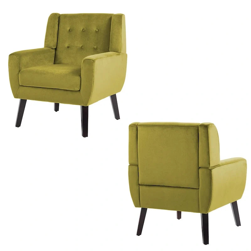 Set van 2 fluwelen accentstoelen voor de woonkamer, gestoffeerde fauteuils