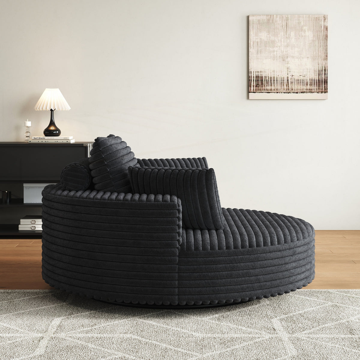 Einzelner Drehstuhl aus Cord-Chenille-Schaumstoff