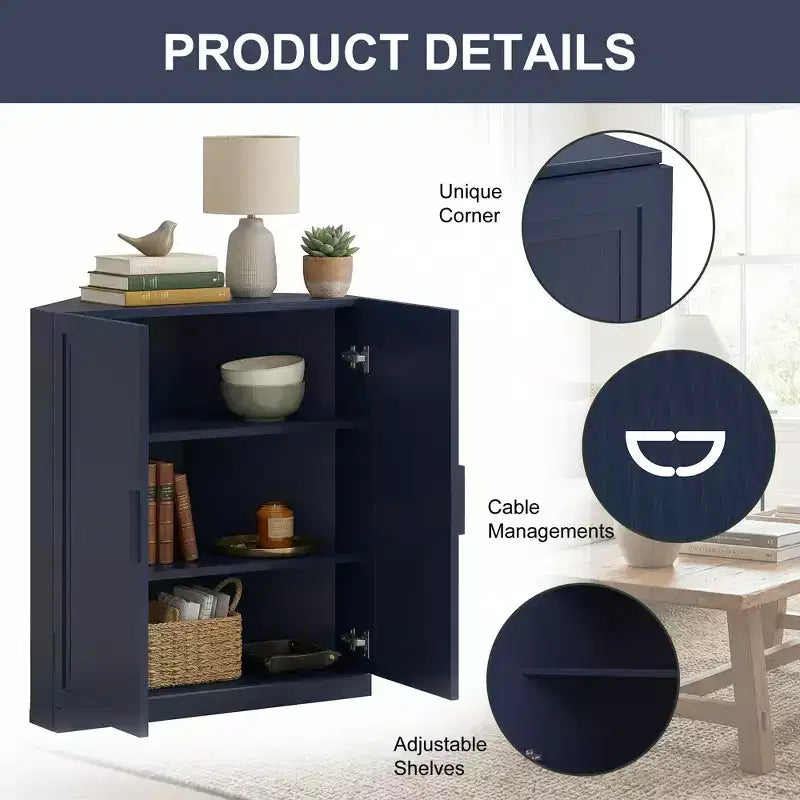 Dovelina Corner Cabinet with Adjustable Shelves Sideboard Buffet Wine Cabinet Kitchen and Dining Cabinet with Wood Doors - 31H x 31W, 36H x 31W