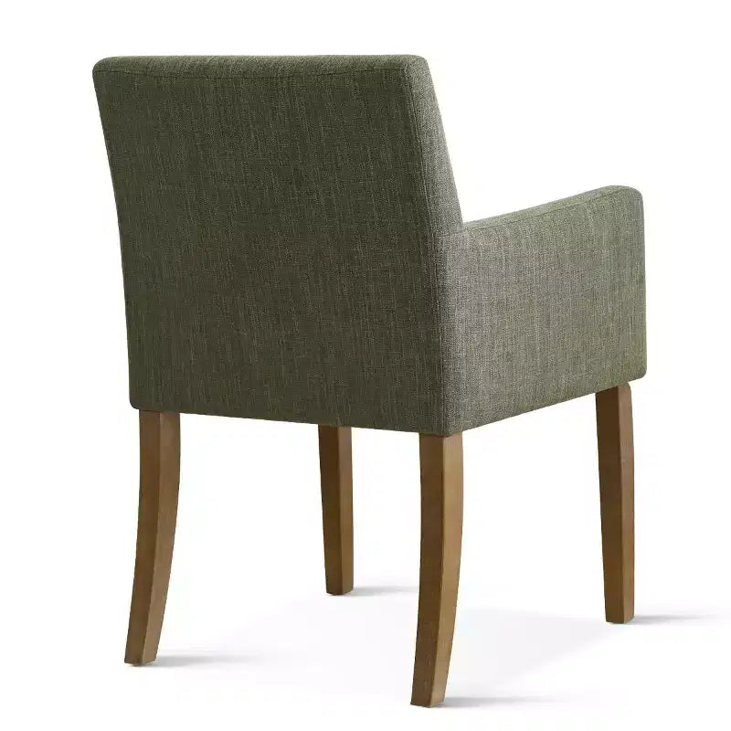 Set of 6 Upholstered Dining Chairs with Arms, Modern Linen Armchairs with Wooden Legs, Accent Chairs for Dining Room, Living Room - Panipeachy
