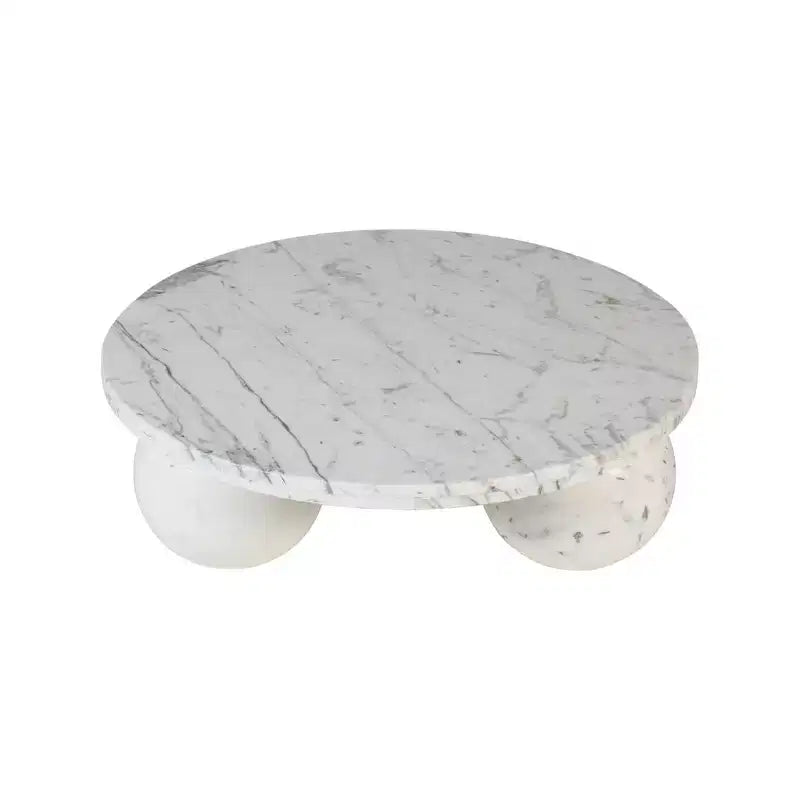 Mesa de centro redonda de mármol con patas esféricas, multicolor, para 4 personas