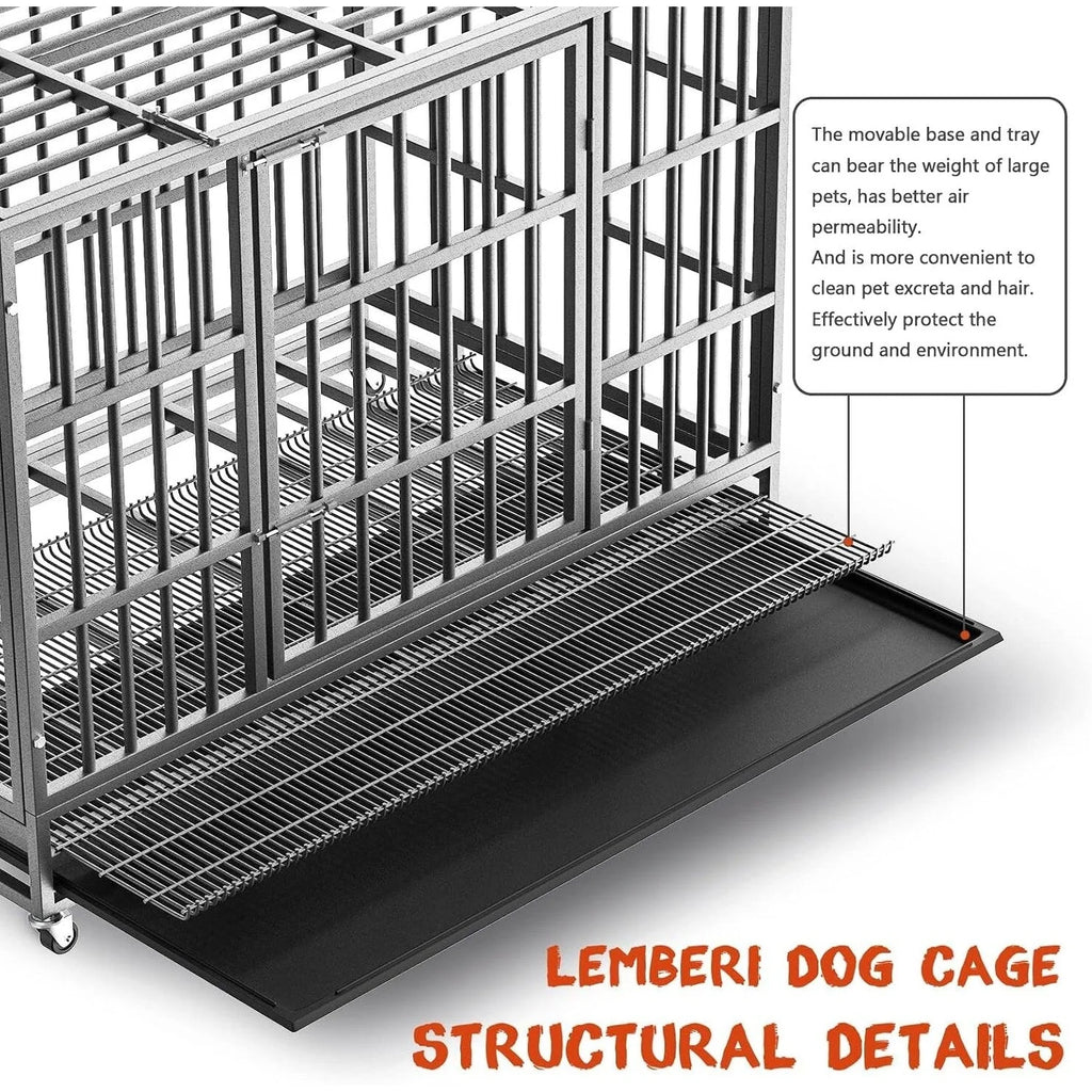 Cage pour chien BOSSIN robuste et indestructible de 48/38 po, chenil anti-fugue avec roulettes verrouillables