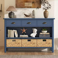 Entryway Console Table with Storage, Farmhouse Hallway Table with 3 Drawers and 3 Water Hyacinth Baskets for Living Room or Foyer - Panipeachy