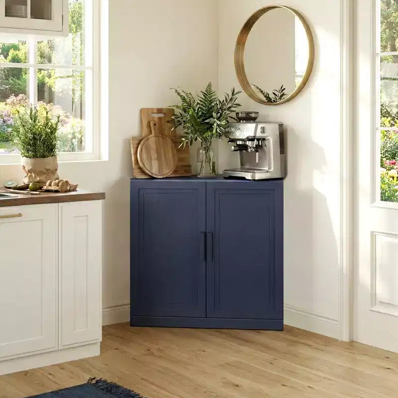 Dovelina Corner Cabinet with Adjustable Shelves Sideboard Buffet Wine Cabinet Kitchen and Dining Cabinet with Wood Doors - 31H x 31W, 36H x 31W