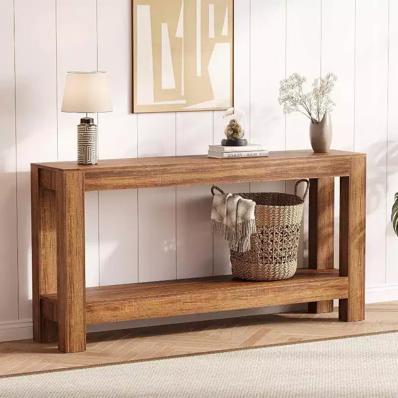 63 Entryway Console Table with 2 Drawers, Narrow Wooden Sofa Table for Living Room, Hallway, or Foyer, Accent Storage Table