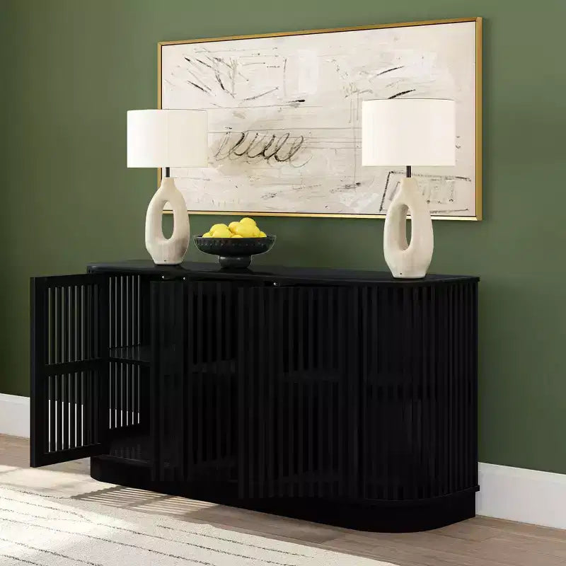 Buffet en bois massif Plank+Beam Contour avec 3 portes, meuble TV de 59 po pour salon