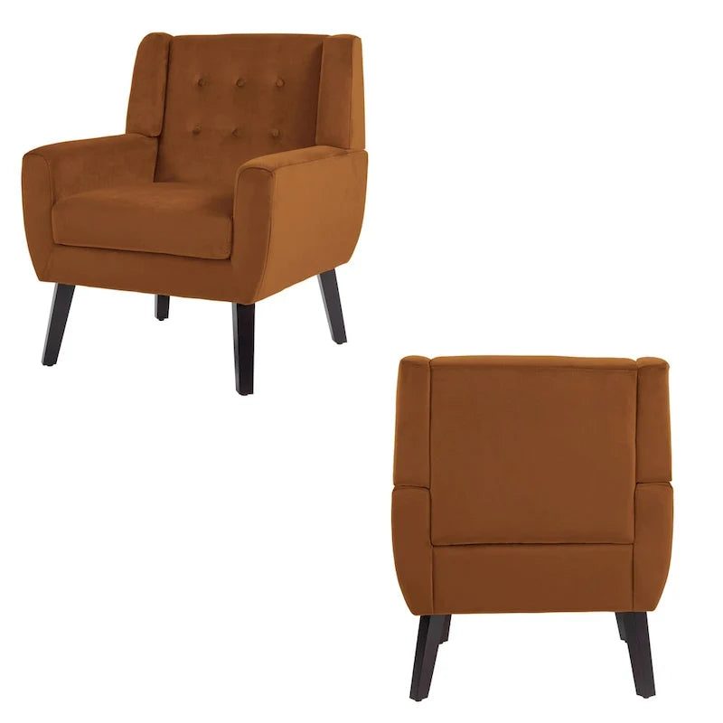 Set van 2 fluwelen accentstoelen voor de woonkamer, gestoffeerde fauteuils