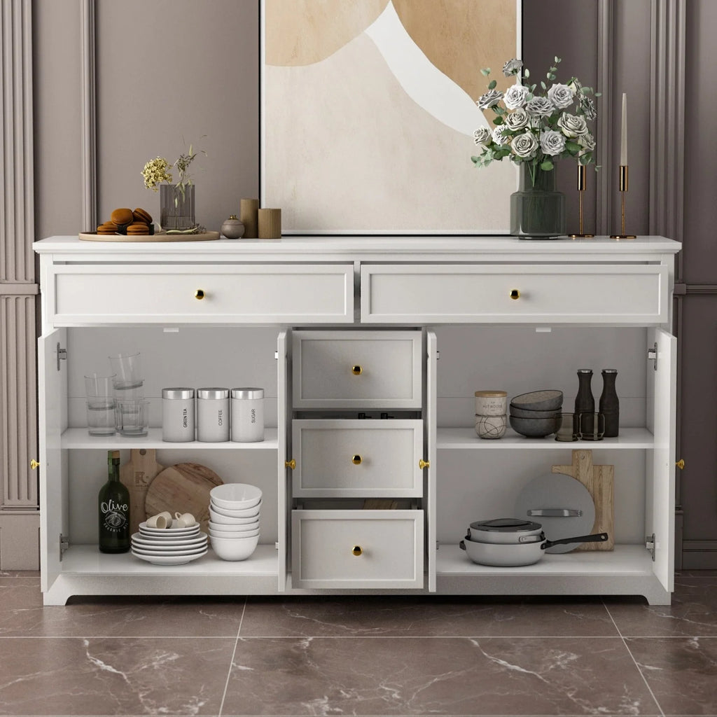 Credenza buffet bianca da 59.1'' in stile moderno di metà secolo, contemporanea e laccata