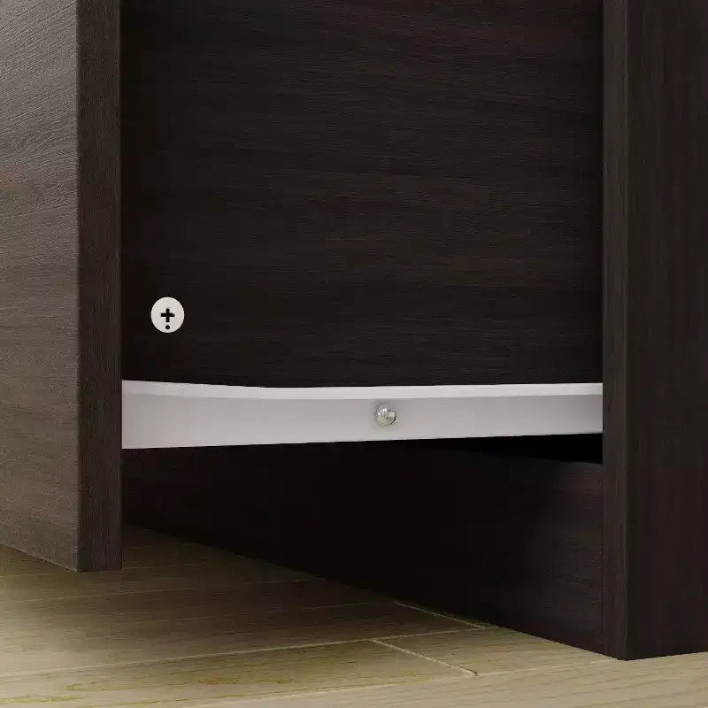 Armoire Hitow à portes miroirs avec deux tiroirs et rangement compartimenté