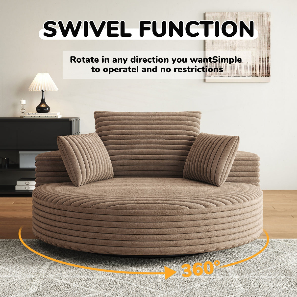 Einzelner Drehstuhl aus Cord-Chenille-Schaumstoff