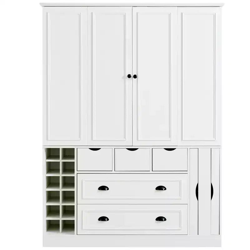 Despensa de cocina independiente Whisen de 71'' de altura, armario grande de almacenamiento para comedor con aparador, 4 puertas plegables, estantes y botelleros