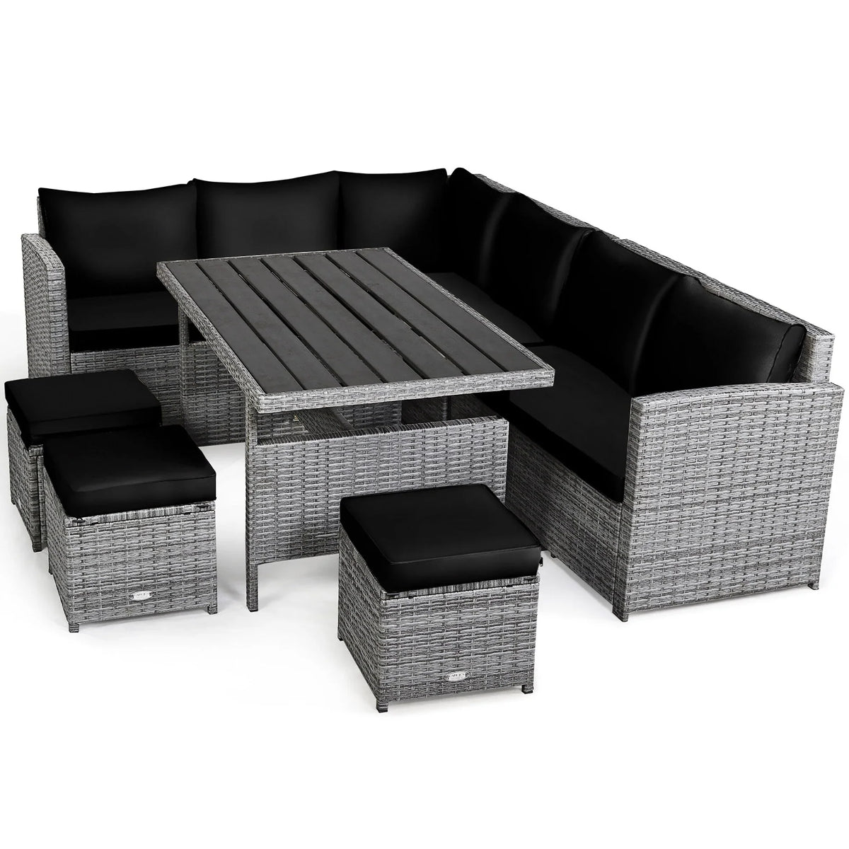 Costway 7-delige eethoek voor de patio van rotan, modulaire bank, fauteuil en voetenbank - Bekijk de details