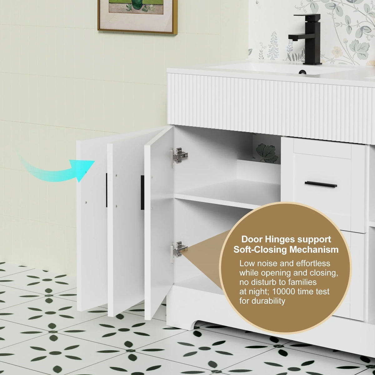 Wavy Line badkamermeubelset van 30/36/48 inch met wastafel en kraan