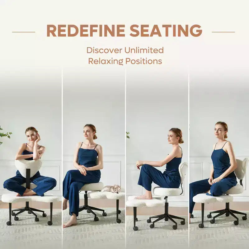 Sedia da ufficio ergonomica Pinmoco Criss Cross, sedia da meditazione regolabile in altezza, girevole a 360°, supporto lombare, sedia da lavoro e da ufficio, sedia per ADHD