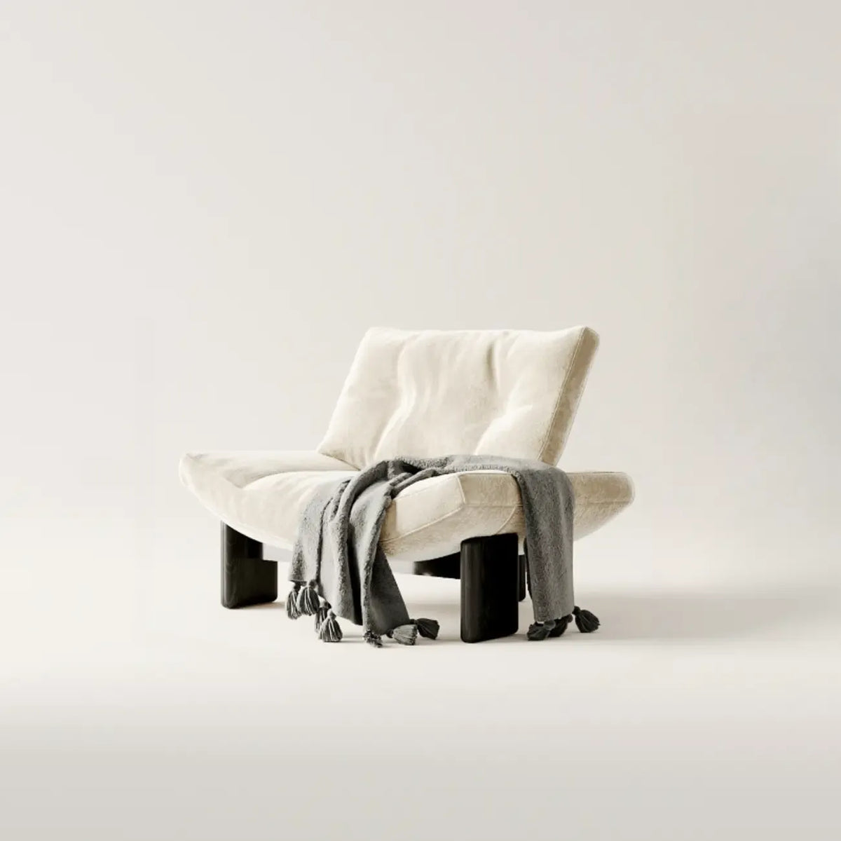 Contemporary Black Tufted Armless Chenille Accent Chair
