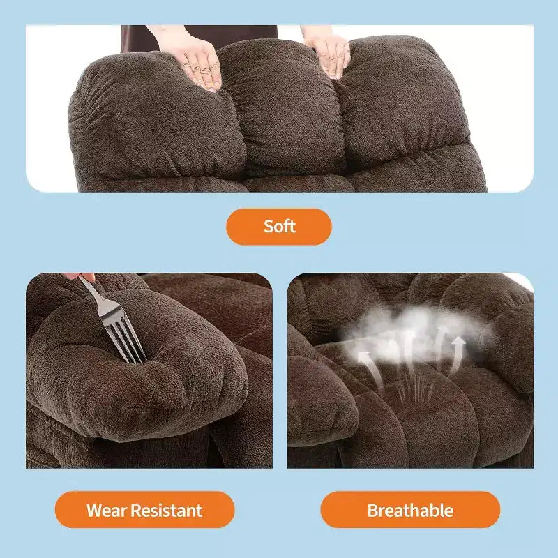 Handmatige relaxfauteuil, ergonomische ademende stoffen fauteuil met zijvakken, eenpersoonsbank, geschikt voor woonkamer en slaapkamer