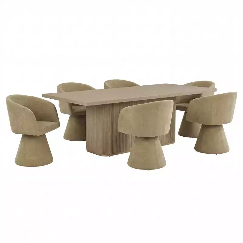 Christopher Knight Home Yodsak Modern 7 Piece Wooden and Metal Dining Set with 180 Swivel Chairs