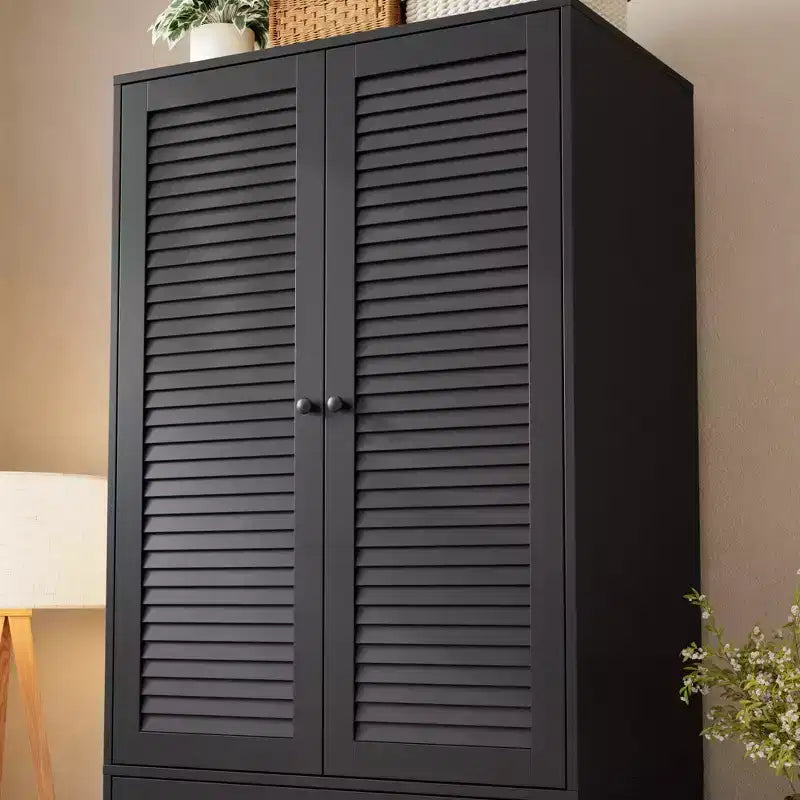 Armoire-penderie COZONY avec 3 tiroirs et 2 portes, meuble de rangement moderne en bois pour chambre, grande armoire blanche sur pied