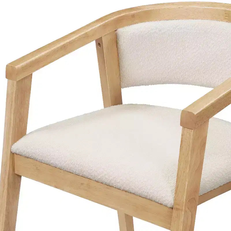 Set da pranzo moderno di metà secolo Christopher Knight Home Simon, 5 pezzi, in legno di caucciù con sedie imbottite in bouclé