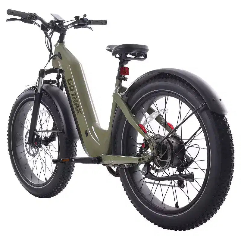 Elektryczny rower hybrydowy GOTRAX dla dorosłych, z grubymi oponami 26", z niskim przekrokiem - zielony