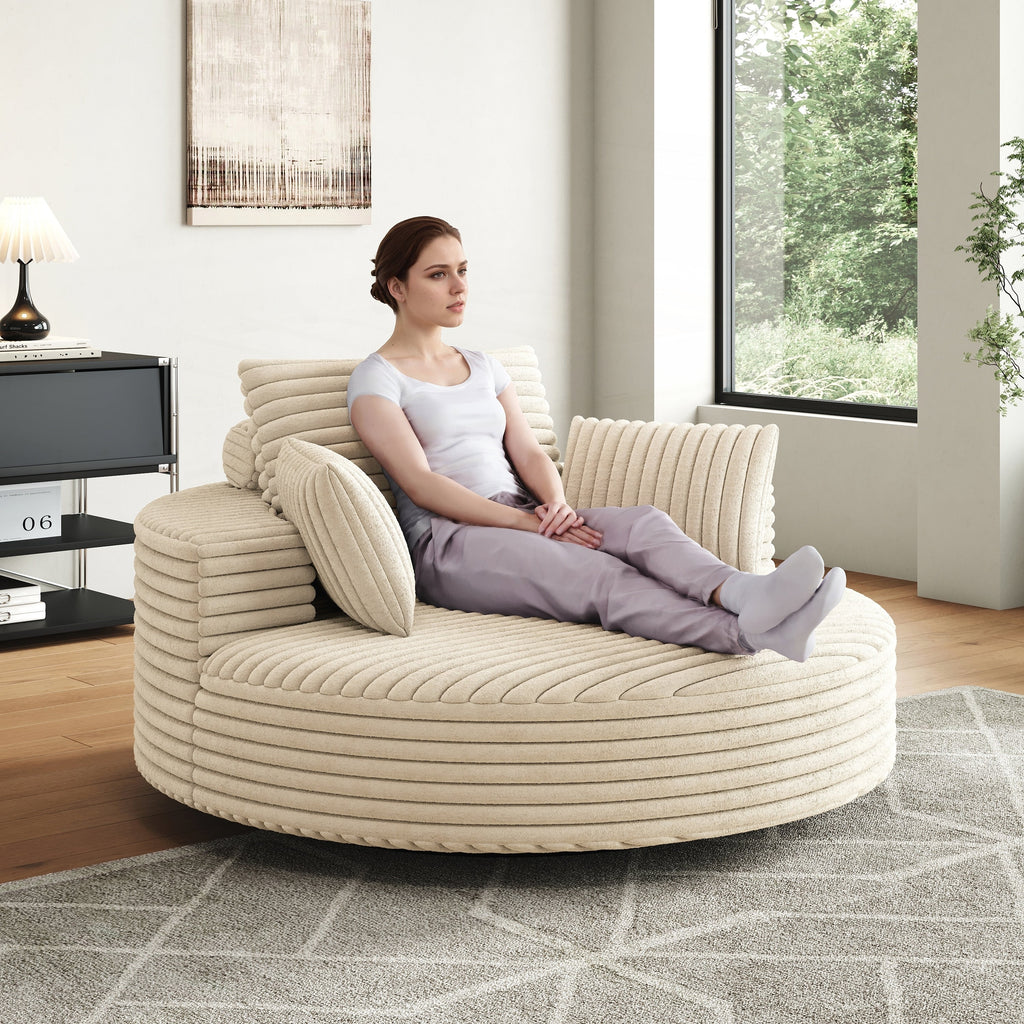 Einzelner Drehstuhl aus Cord-Chenille-Schaumstoff