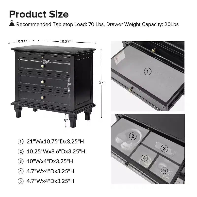 Giorgio 3 - Drawer end table with Built-In Outlets Set of 2|HULALA HOME