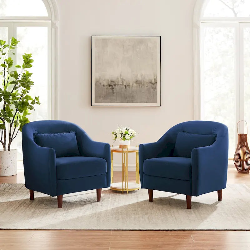 28,34 Zoll, 2er-Set Akzent-Sessel, Samt-Sessel im Fassondesign mit Beinen aus Massivholz
